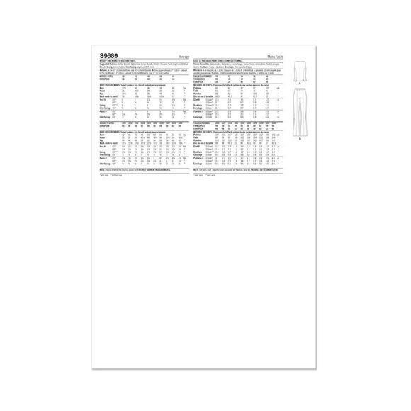 Simplicity S9689 Sewing Pattern Misses Vest Tailored Pants Sizes 10-18 - Picture 2 of 6